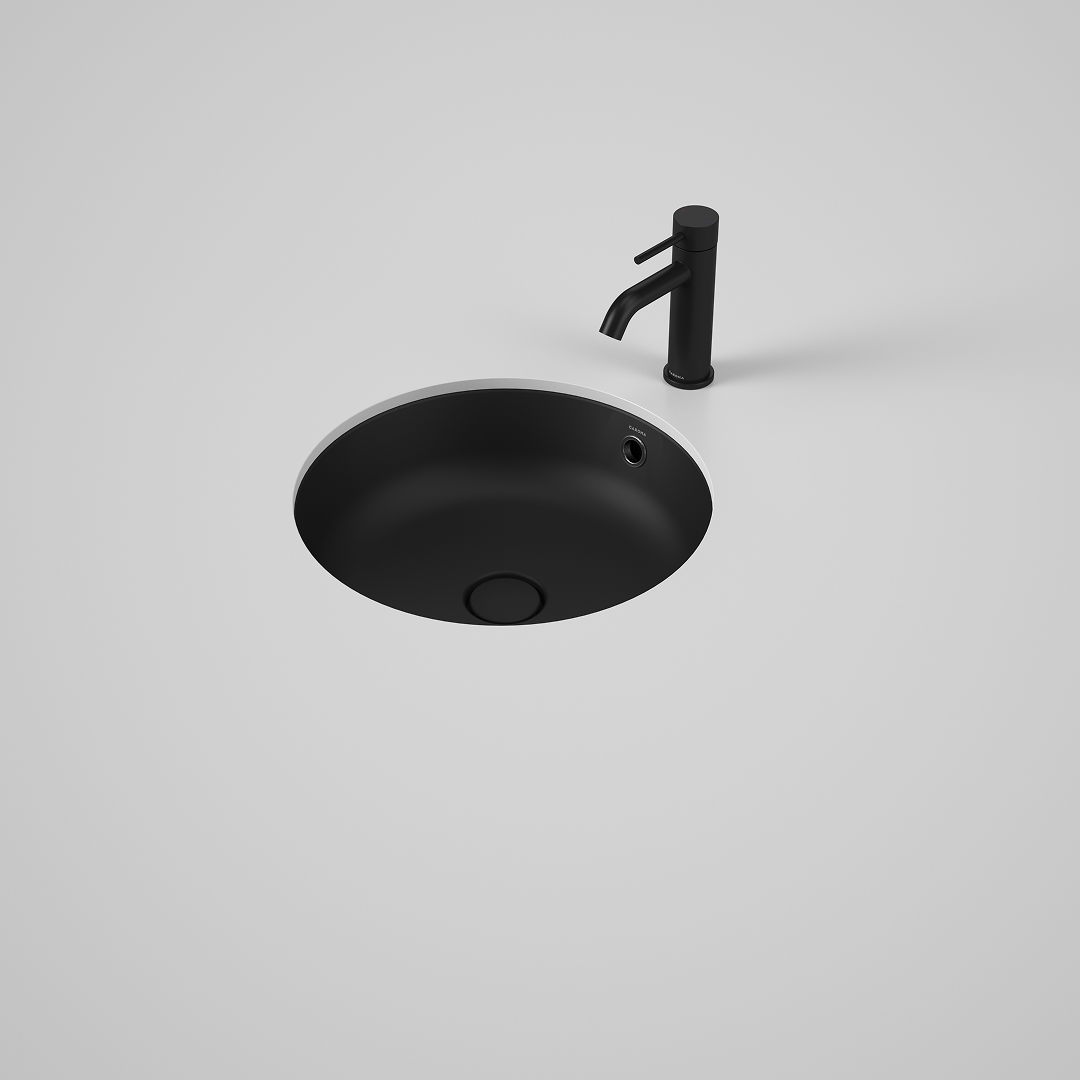 Caroma Liano II 440mm Round Under/Over Counter Basin - Matte Black (with Overflow) - 852605MB
