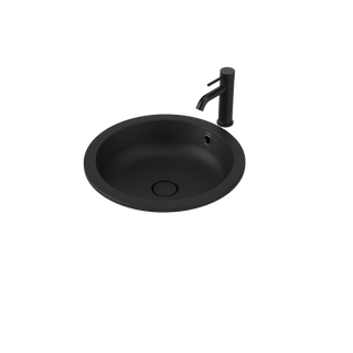 Caroma Liano II 440mm Round Under/Over Counter Basin - Matte Black (with Overflow) - 852605MB