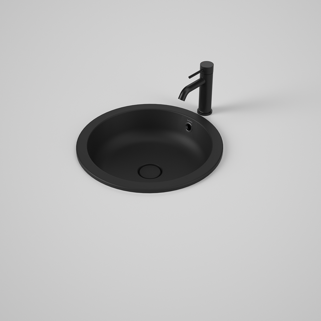 Caroma Liano II 440mm Round Under/Over Counter Basin - Matte Black (with Overflow) - 852605MB