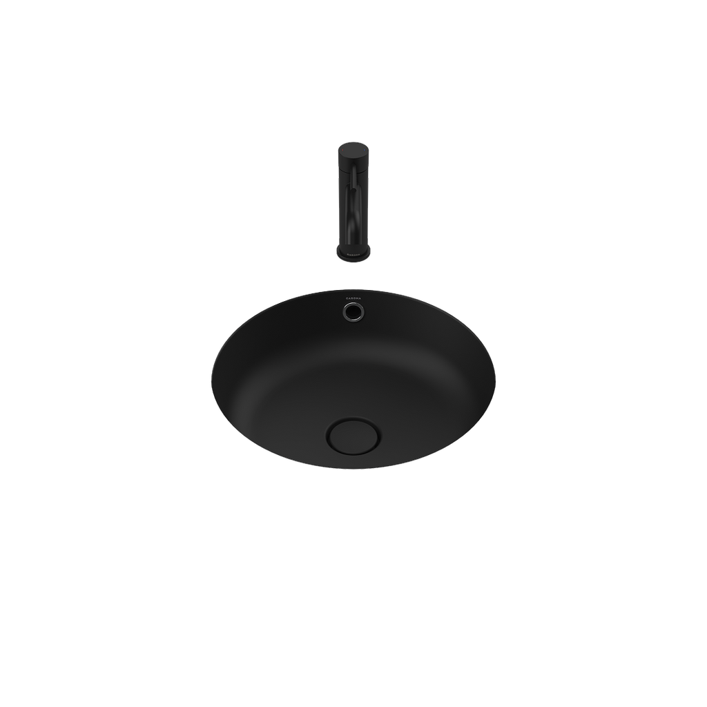 Caroma Liano II 440mm Round Under/Over Counter Basin - Matte Black (with Overflow) - 852605MB