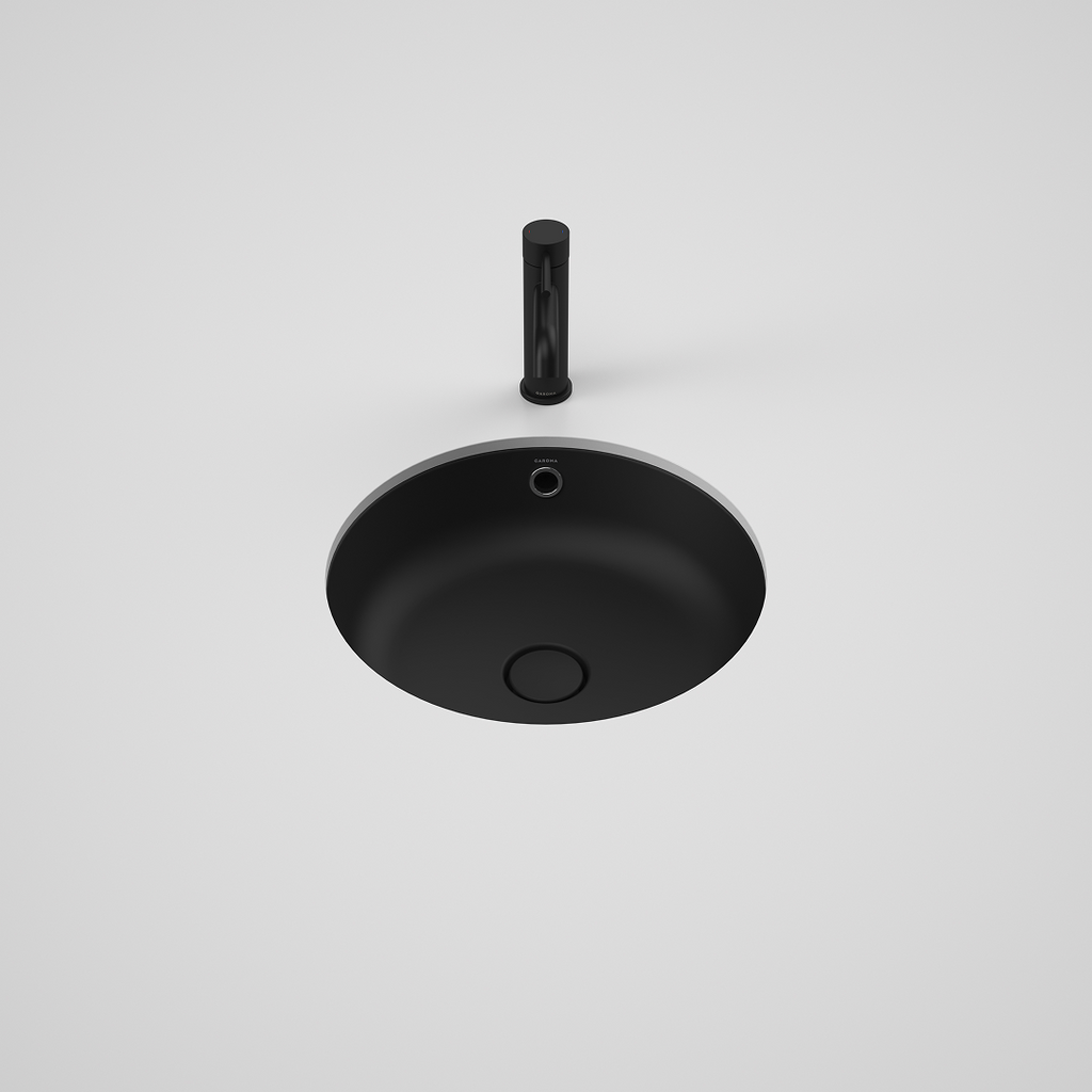 Caroma Liano II 440mm Round Under/Over Counter Basin - Matte Black (with Overflow) - 852605MB