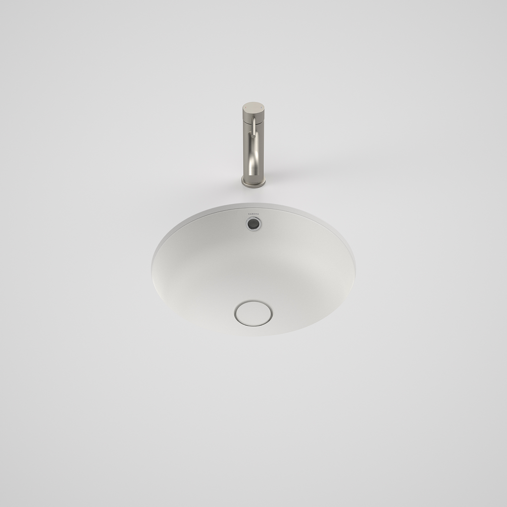 Caroma Liano II 440mm Round Under/Over Counter Basin - Matte White (with Overflow) - 852605MW