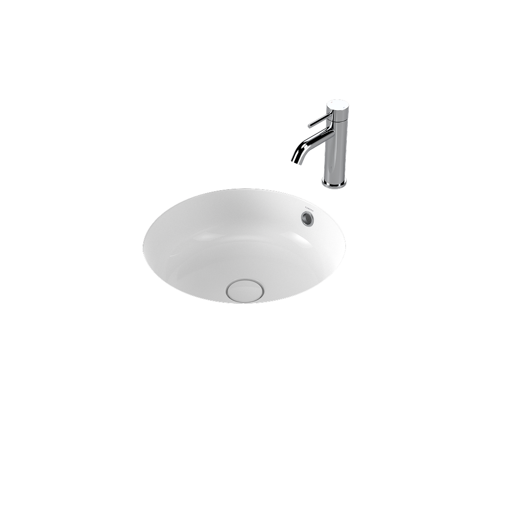 Caroma Liano II 440mm Round Under/Over Counter Basin - White (with Overflow) - 852605W