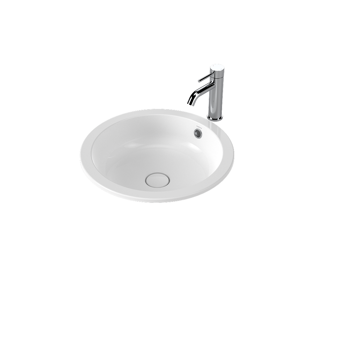 Caroma Liano II 440mm Round Under/Over Counter Basin - White (with Overflow) - 852605W