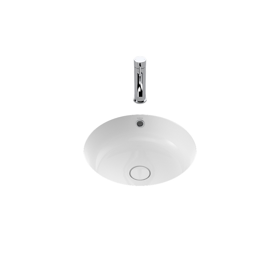 Caroma Liano II 440mm Round Under/Over Counter Basin - White (with Overflow) - 852605W
