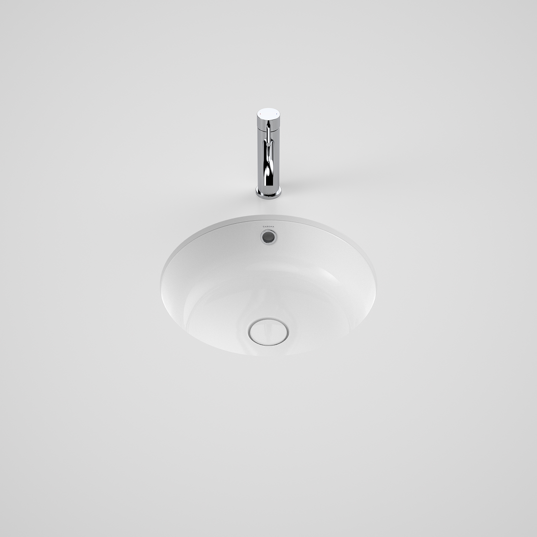 Caroma Liano II 440mm Round Under/Over Counter Basin - White (with Overflow) - 852605W