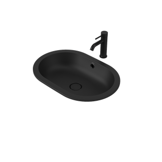 Caroma Liano II 580mm Pill Under/Over Counter Basin – Matte Black (with Overflow) - 852905MB