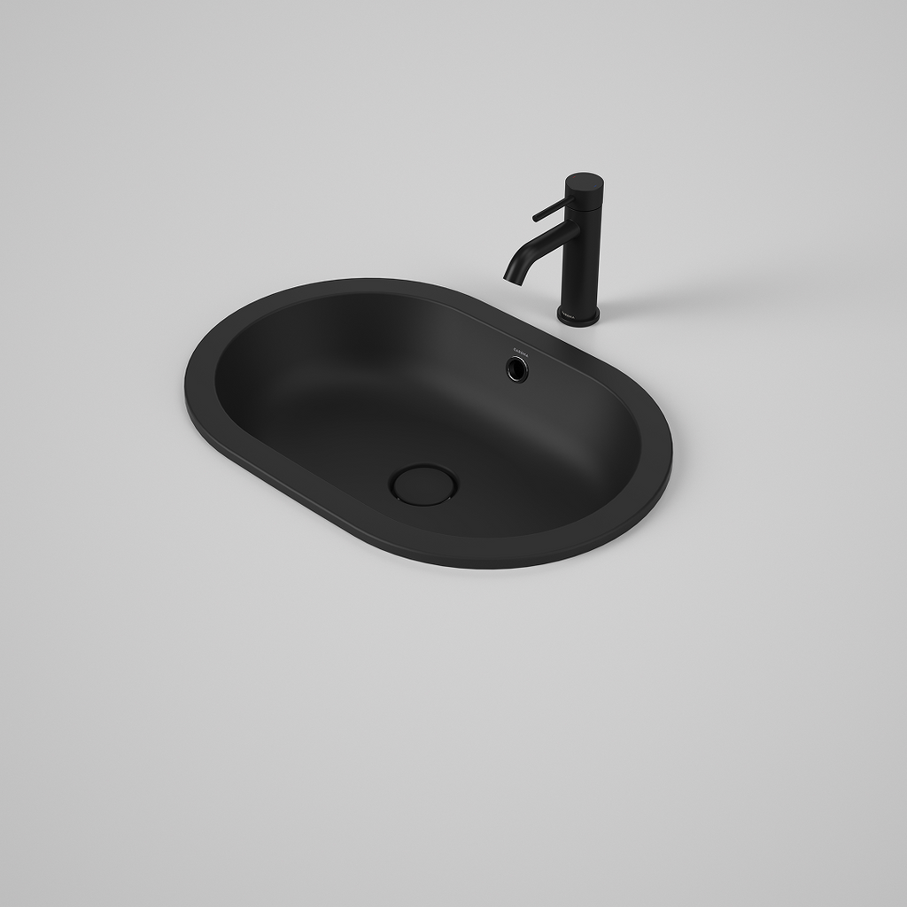 Caroma Liano II 580mm Pill Under/Over Counter Basin – Matte Black (with Overflow) - 852905MB