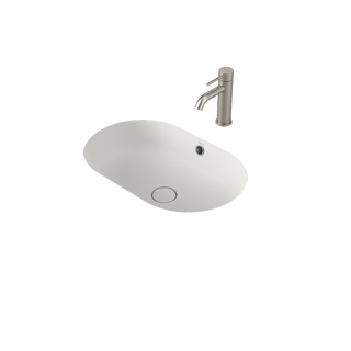 Caroma Liano II 580mm Pill Under/Over Counter Basin – Matte White (with Overflow) - 852905MW