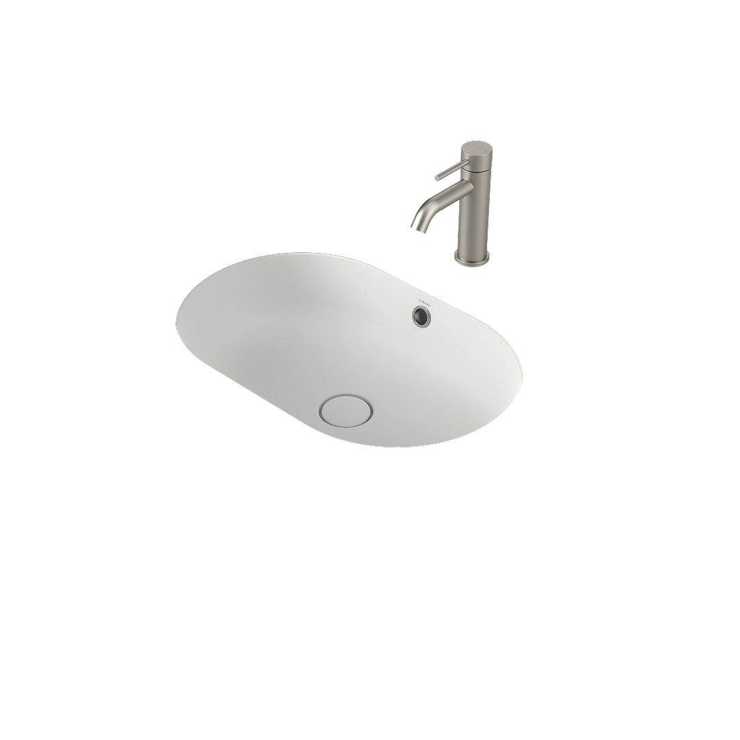 Caroma Liano II 580mm Pill Under/Over Counter Basin – Matte White (with Overflow) - 852905MW