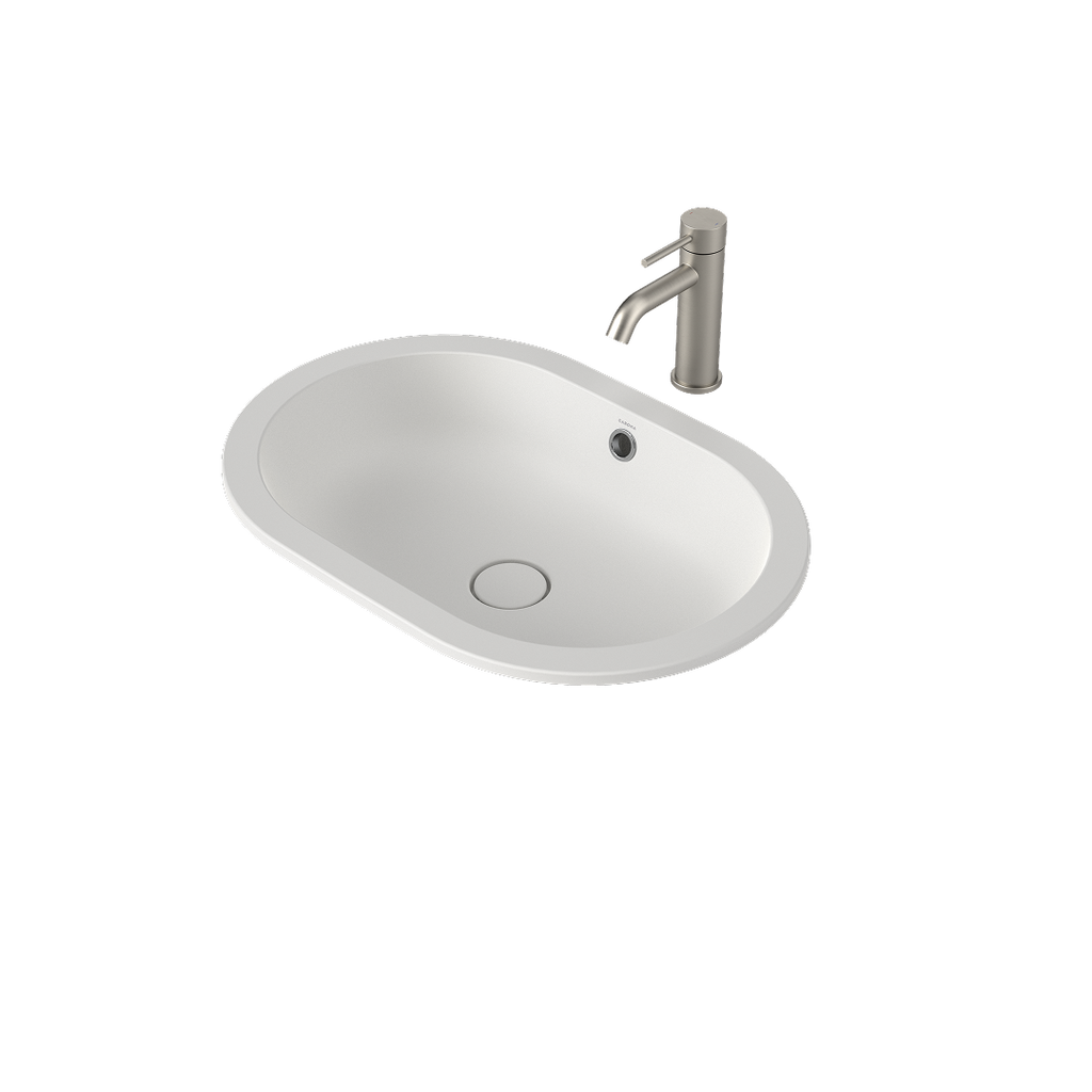 Caroma Liano II 580mm Pill Under/Over Counter Basin – Matte White (with Overflow) - 852905MW