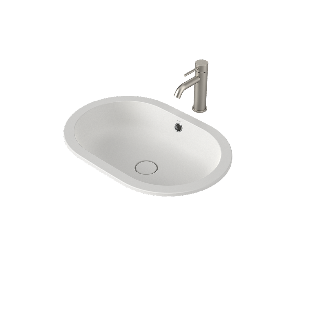 Caroma Liano II 580mm Pill Under/Over Counter Basin – Matte White (with Overflow) - 852905MW