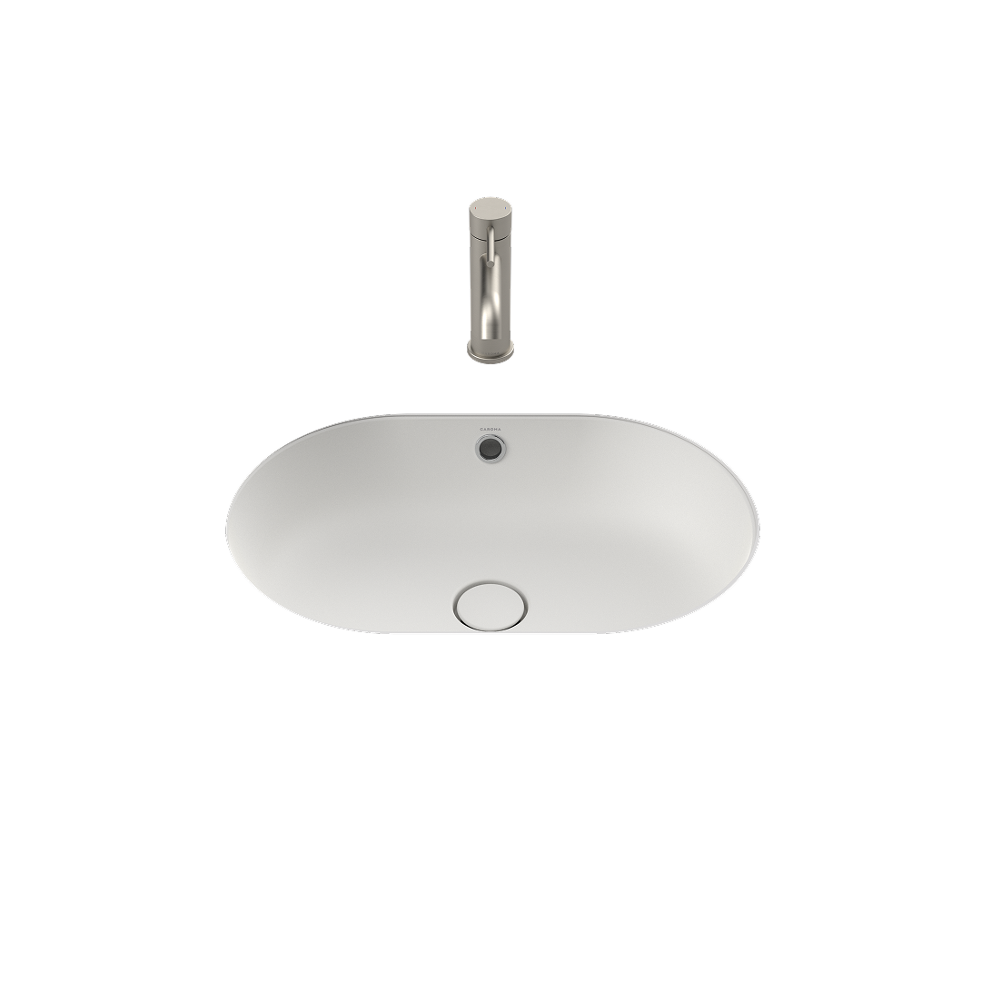 Caroma Liano II 580mm Pill Under/Over Counter Basin – Matte White (with Overflow) - 852905MW
