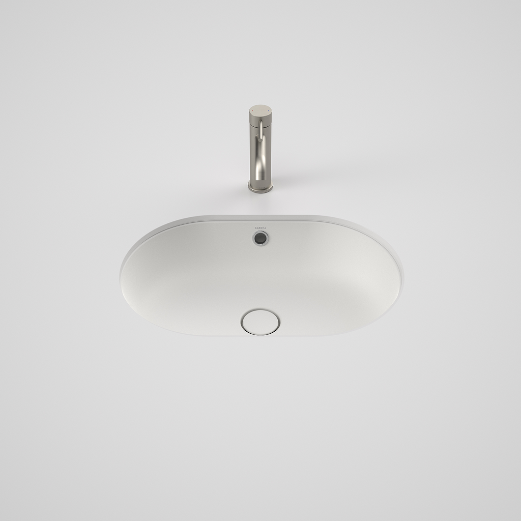 Caroma Liano II 580mm Pill Under/Over Counter Basin – Matte White (with Overflow) - 852905MW
