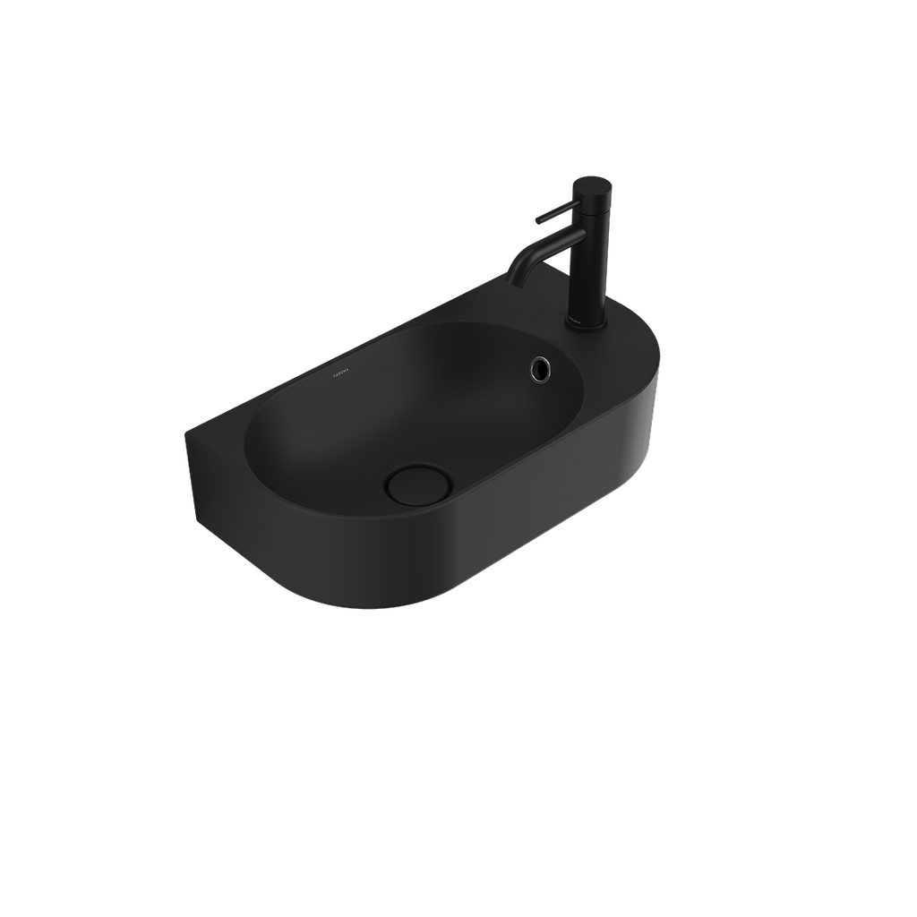 Caroma Liano II Hand Wall Basin (1 Tap Hole) – Matte Black (with Overflow) - 853015MB