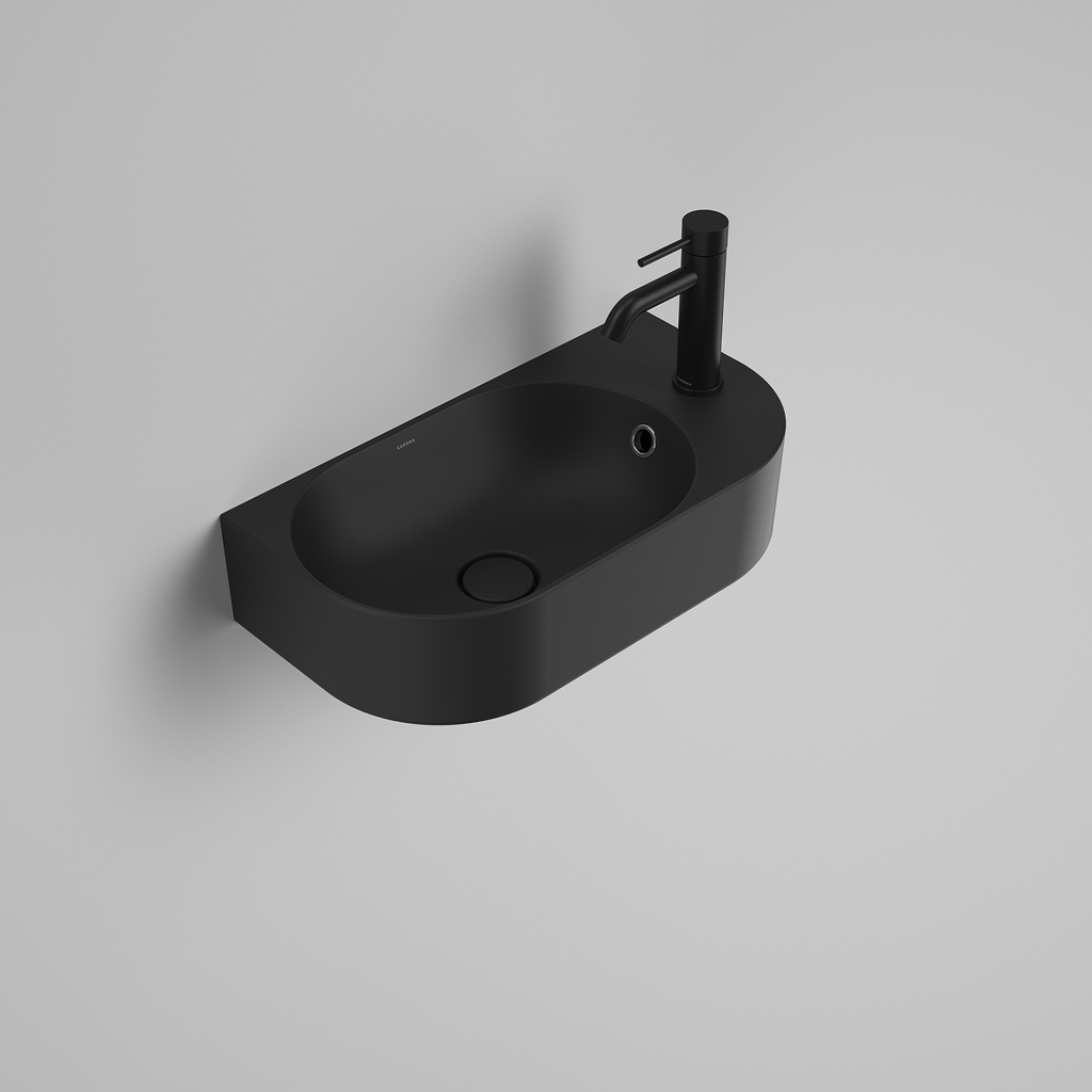 Caroma Liano II Hand Wall Basin (1 Tap Hole) – Matte Black (with Overflow) - 853015MB