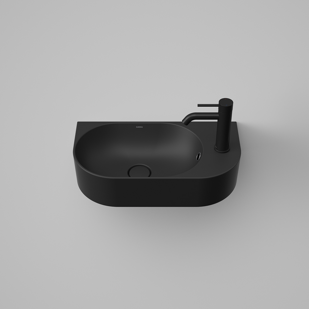 Caroma Liano II Hand Wall Basin (1 Tap Hole) – Matte Black (with Overflow) - 853015MB