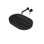 Caroma Liano II 600mm Pill Inset Basin with Tap Landing (0 Tap Hole) – Matte Black (with Overflow) - 853105MB