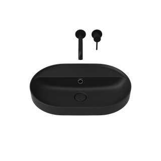 Caroma Liano II 600mm Pill Inset Basin with Tap Landing (0 Tap Hole) – Matte Black (with Overflow) - 853105MB