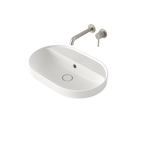 Caroma Liano II 600mm Pill Inset Basin with Tap Landing (0 Tap Hole) – Matte White (with Overflow) - 853105MW