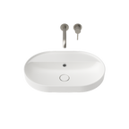 Caroma Liano II 600mm Pill Inset Basin with Tap Landing (0 Tap Hole) – Matte White (with Overflow) - 853105MW
