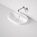 Caroma Liano II 600mm Pill Inset Basin with Tap Landing (0 Tap Hole) – White (with Overflow) - 853105W