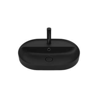 Caroma Liano II 600mm Pill Inset Basin with Tap Landing (1 Tap Hole) – Matte Black (with Overflow) - 853115MB