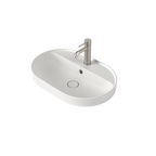 Caroma Liano II 600mm Pill Inset Basin with Tap Landing (1 Tap Hole) and Overflow – Matte White - 853115MW