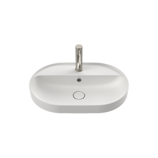 Caroma Liano II 600mm Pill Inset Basin with Tap Landing (1 Tap Hole) and Overflow – Matte White - 853115MW