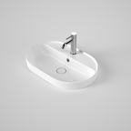 Caroma Liano II 600mm Pill Inset Basin with Tap Landing (1 Tap Hole) – White (with Overflow) - 853115W