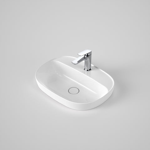 Caroma Contura II 530mm Inset Basin with Tap Landing (1 Tap Hole) - White