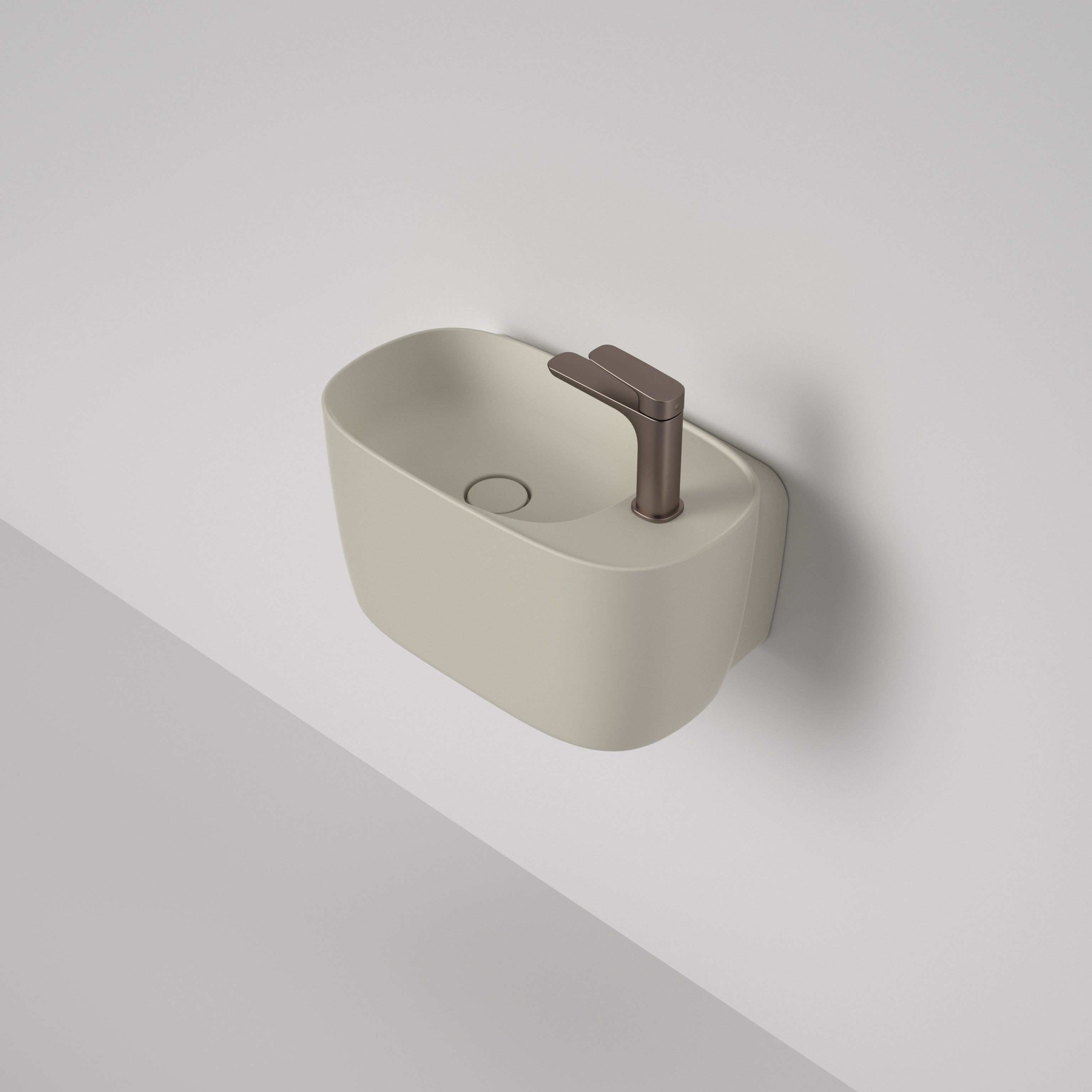 Caroma Contura II Hand Wall Basin (1 Tap Hole) - Matte Clay - 853710CL