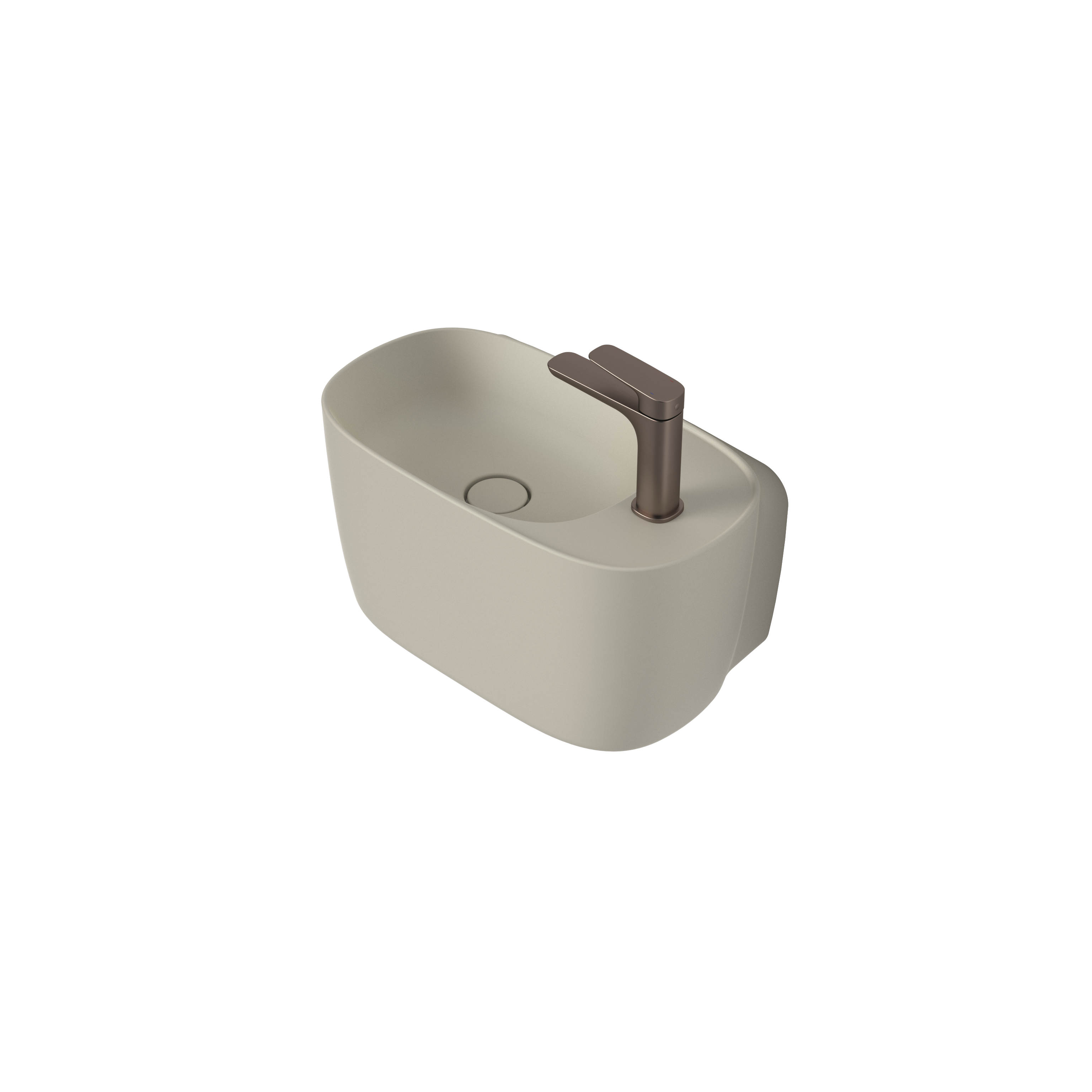 Caroma Contura II Hand Wall Basin (1 Tap Hole) - Matte Clay - 853710CL