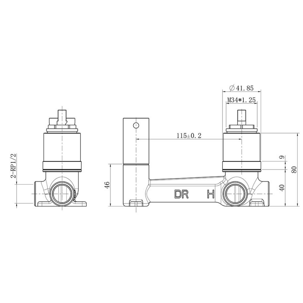 Villeroy & Boch O.Novo Style Rectangular Wall Basin Mixer Set (Includes In-Wall Body) - LF Gun Metal - 1165090B + 8733500