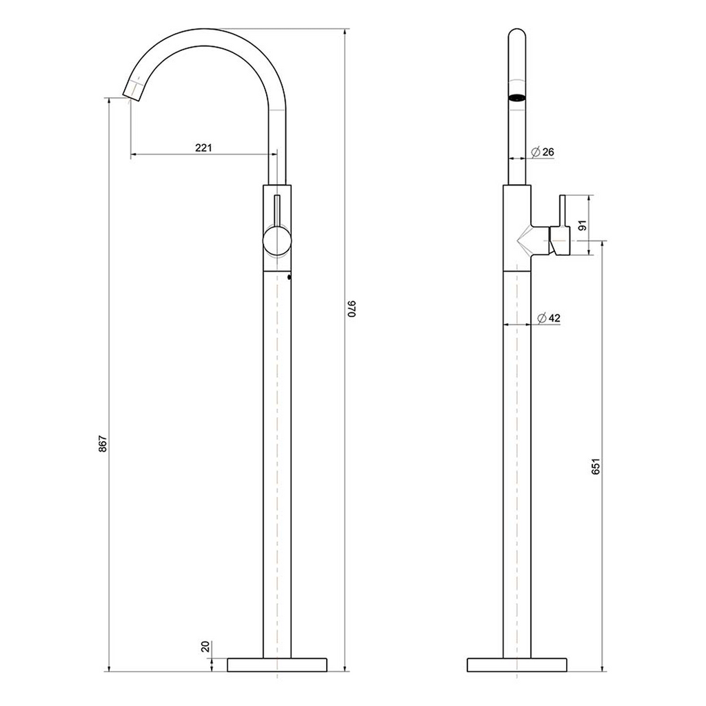 Villeroy & Boch Vita Gooseneck Freestanding Bath Filler - Brushed Gold