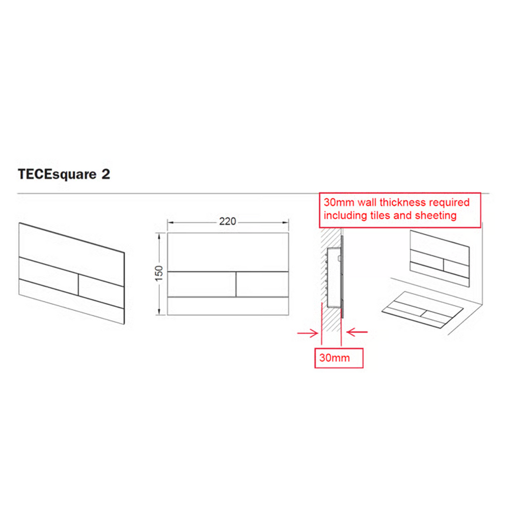 TECE Square Metal II Flush Plate Button - PVD Brushed Rusted Steel 9.240.845