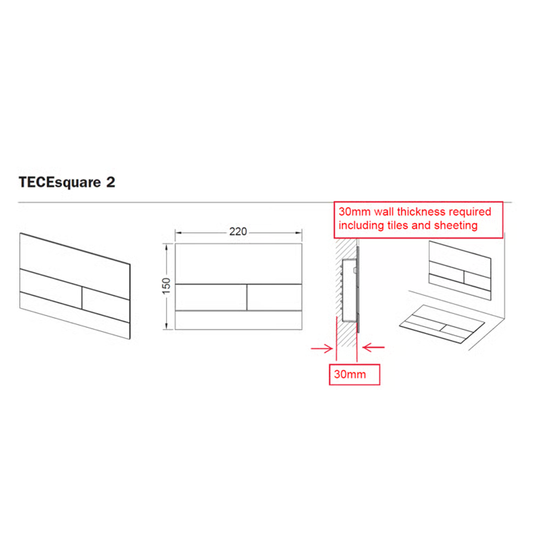 TECE Square Metal II Flush Plate Button - PVD Brushed Nickel 9.240.843