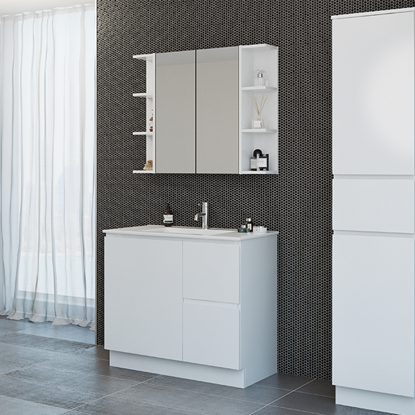 Timberline Nevada 900mm Freestanding Vanity with Ceramic Top - Right Hand Drawers - NEVQV900CAPHF