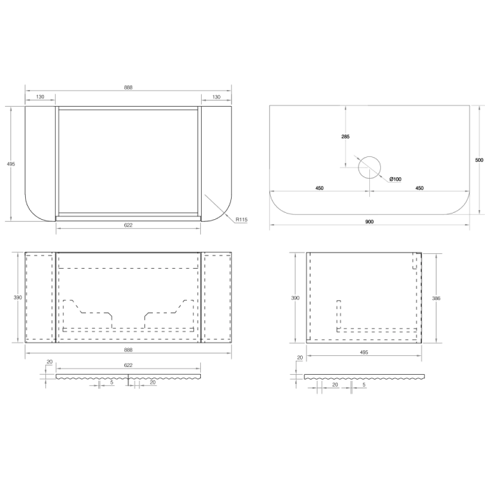 Cassa Design V-Groove 900mm Natural Oak Wall Hung Vanity - Matte Black Handle - VGR900WH-OAK-MB