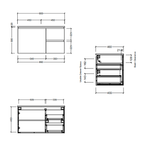Timberline Nevada 900mm Wall Hung Vanity with Ceramic Top - Right Hand Drawers - NEVQV900CAPHW