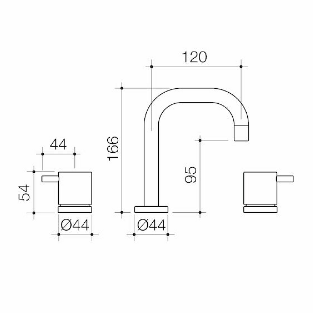 Caroma Luna Lever Basin Tap Set - LF Satin Black - 90334BL5AF