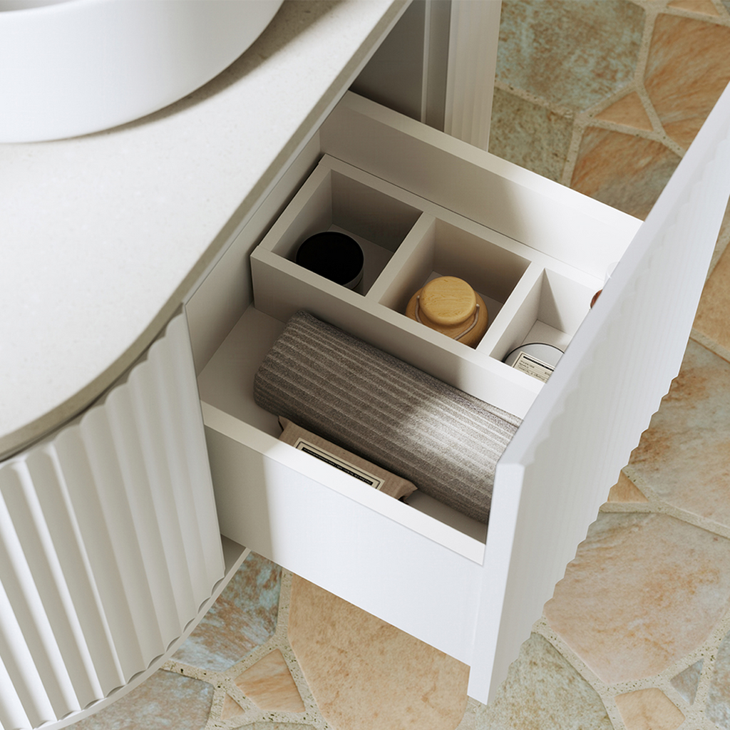 Fienza Empire Pill 900 Wall Hung Cabinet - Satin White 90AW-C