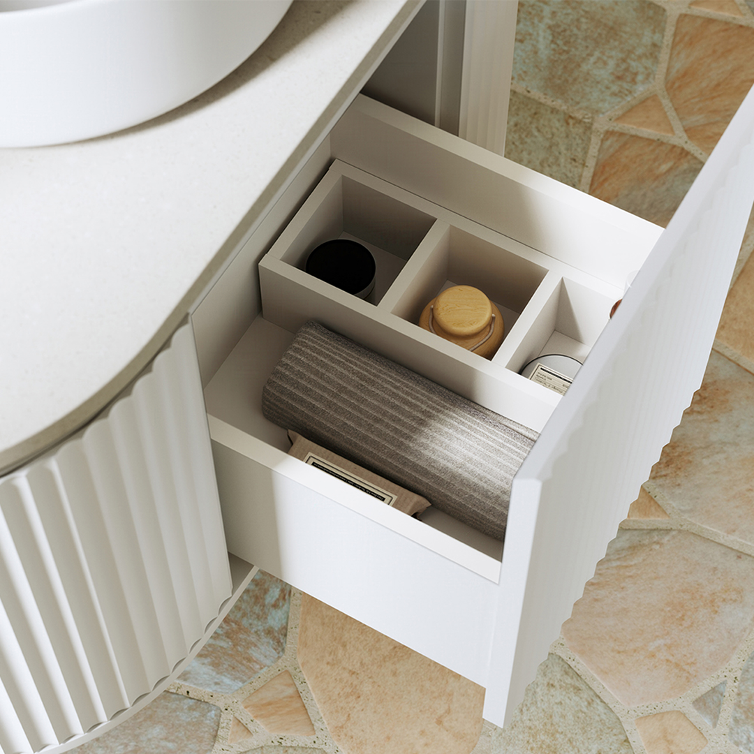 Fienza Empire Pill 900 Wall Hung Cabinet - Satin White 90AW-C