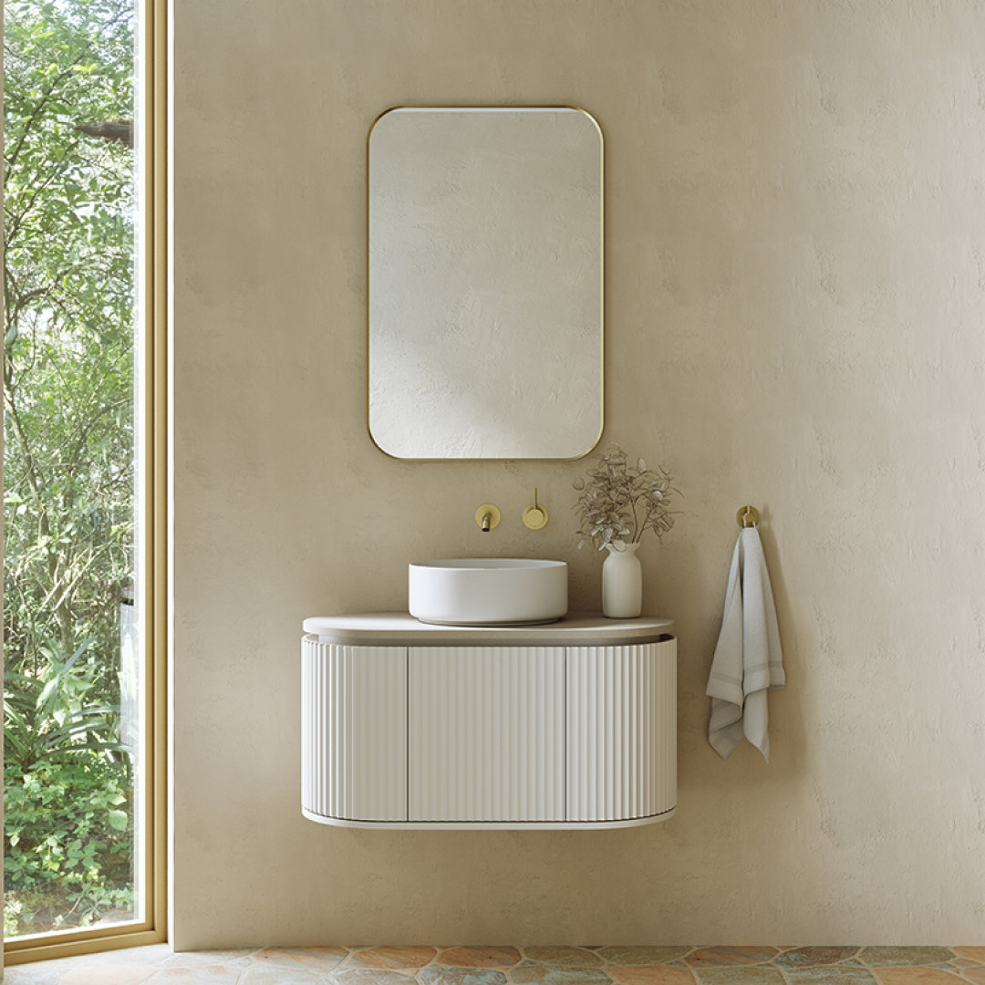 Fienza Empire Pill 900 Wall Hung Cabinet - Satin White 90AW-C