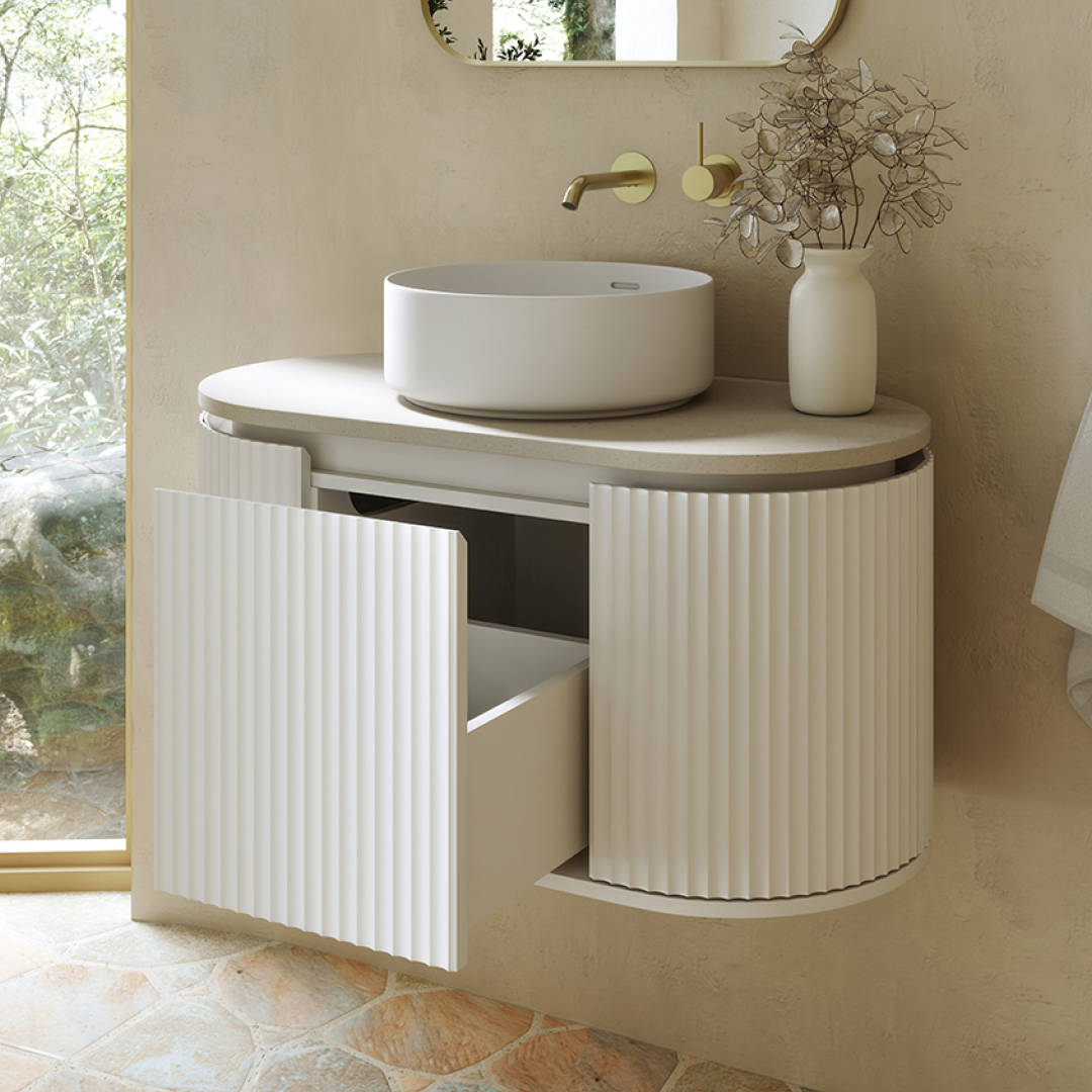 Fienza Empire Pill 900 Wall Hung Cabinet - Satin White 90AW-C