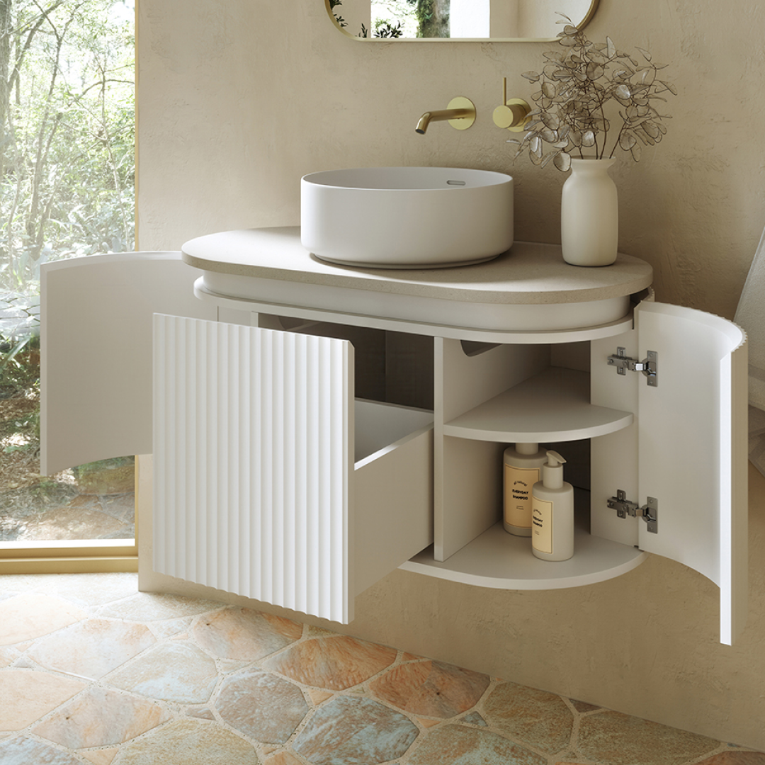 Fienza Empire Pill 900 Wall Hung Cabinet - Satin White 90AW-C