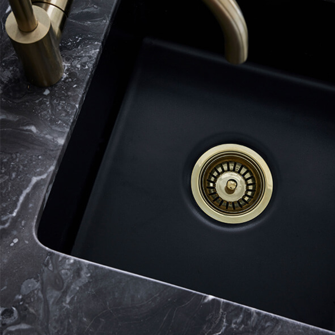 Turner Hastings 90 x 50mm Basket Waste & Long Thread - Brushed Brass - 90BW-BB