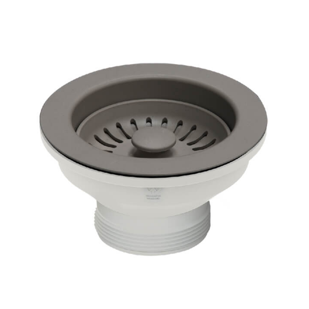 Turner Hastings 90 x 50mm Basket Waste & Long Thread - Concrete - 90BW-CL