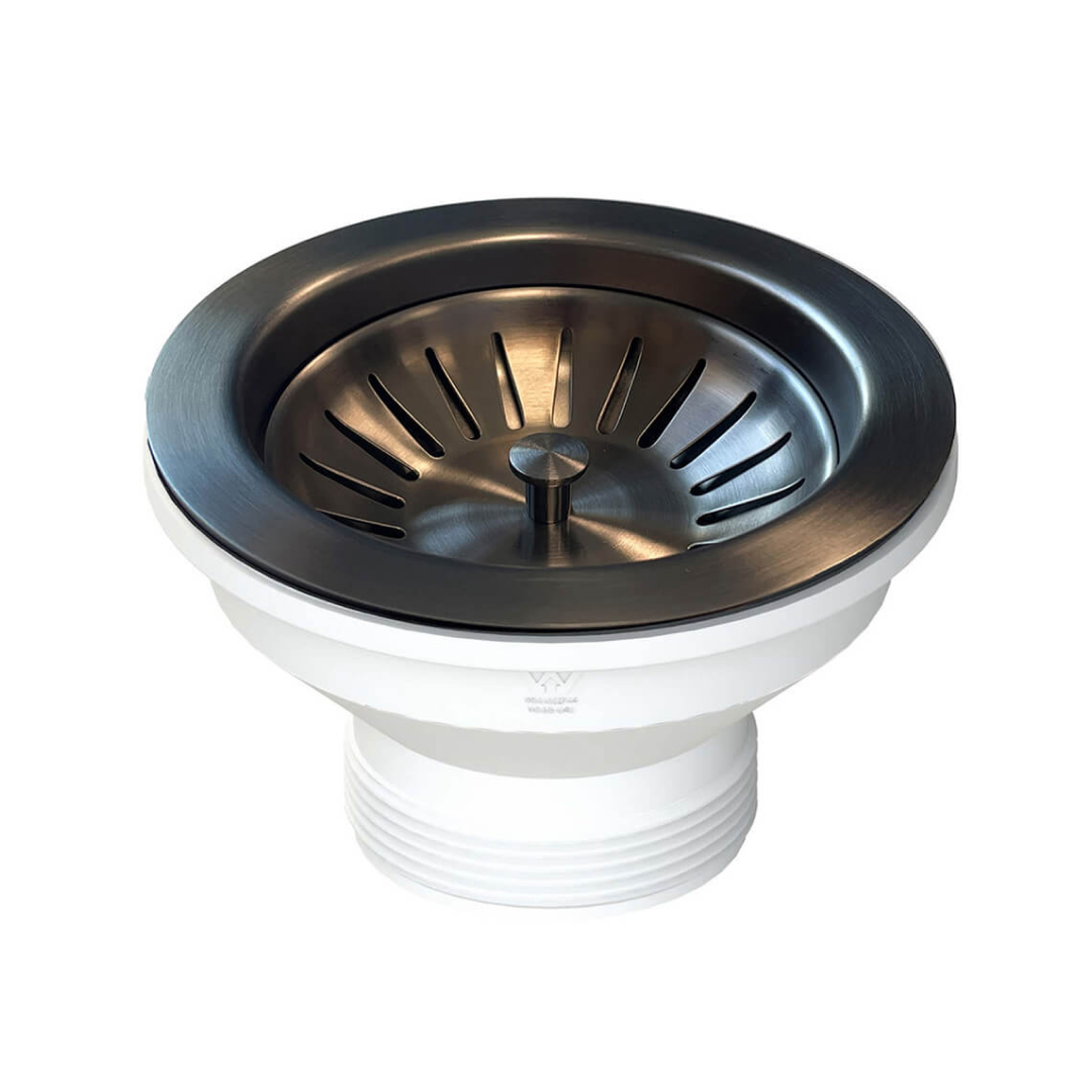 Turner Hastings 90 x 50mm Basket Waste & Long Thread - Brushed Gun Metal - 90BW-GM