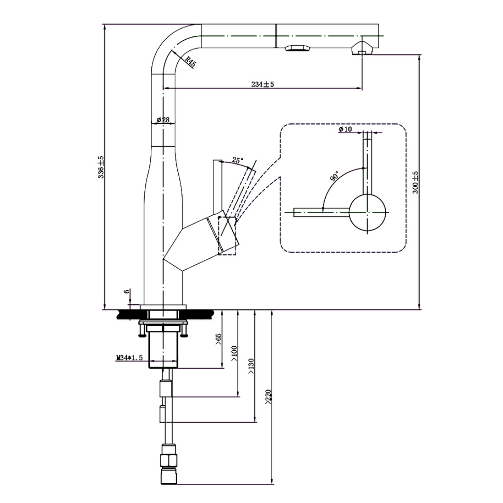Villeroy & Boch Modern Steel 2.0 Pull Out Sink Mixer - Brushed Stainless Steel - 9610W1LC